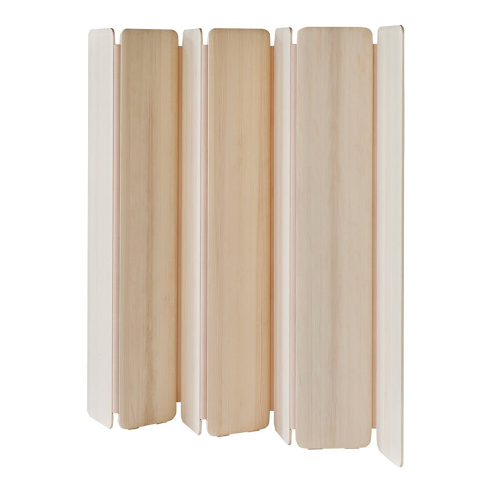Natural wood room divider on a white background