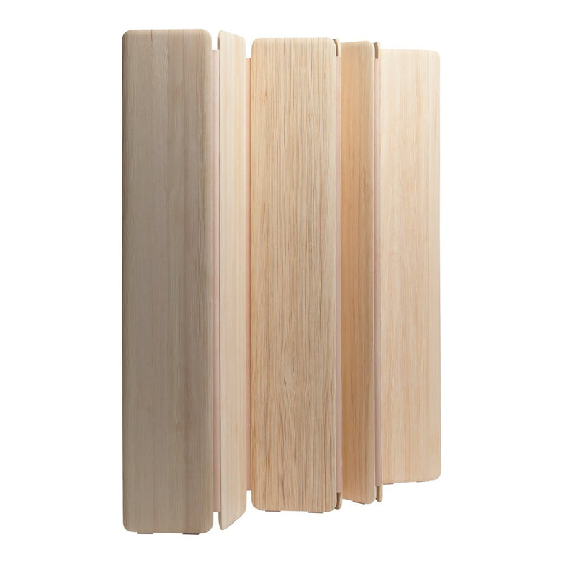 Natural wood room divider on a white background