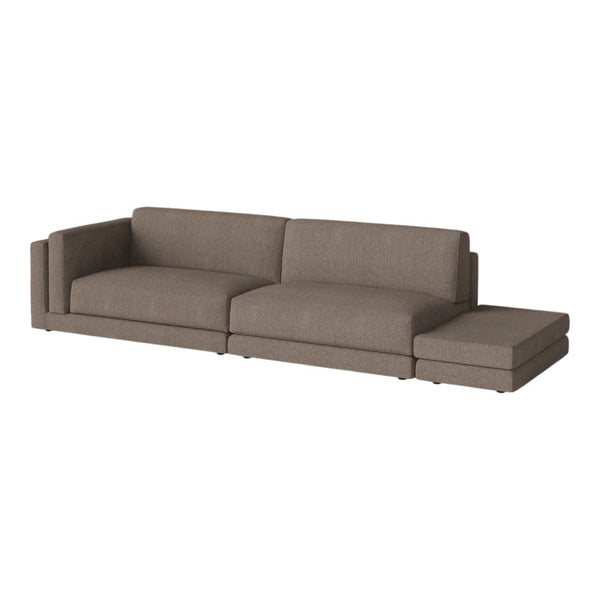 Modern brown sectional sofa with a textured fabric and sleek lines, perfect for contemporary living spaces.