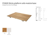 Natural wood-colored sofa module base with a smooth finish and rectangular shape, featuring a minimalist design pattern.