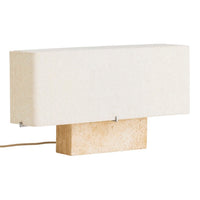 Cream rectangular lamp shade on a textured beige base, offering a minimalist and modern design.