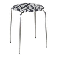 Black and white zigzag patterned stool with sleek metal legs. Modern design for versatile decor.