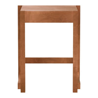 Rustic wooden side table in warm brown finish, featuring a smooth, solid design with clean lines.
