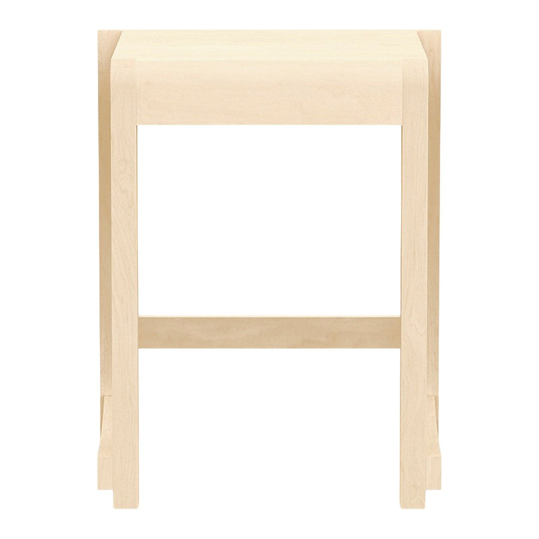 Natural light wood finish stool with a smooth, minimalist design. Perfect for modern home decor.