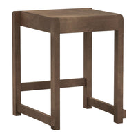 Brown wooden stool with a sleek, minimalist design and clean lines, perfect for contemporary settings.