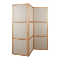 Natural wood frame with light beige fabric panels, featuring a simple, elegant design perfect for any décor.