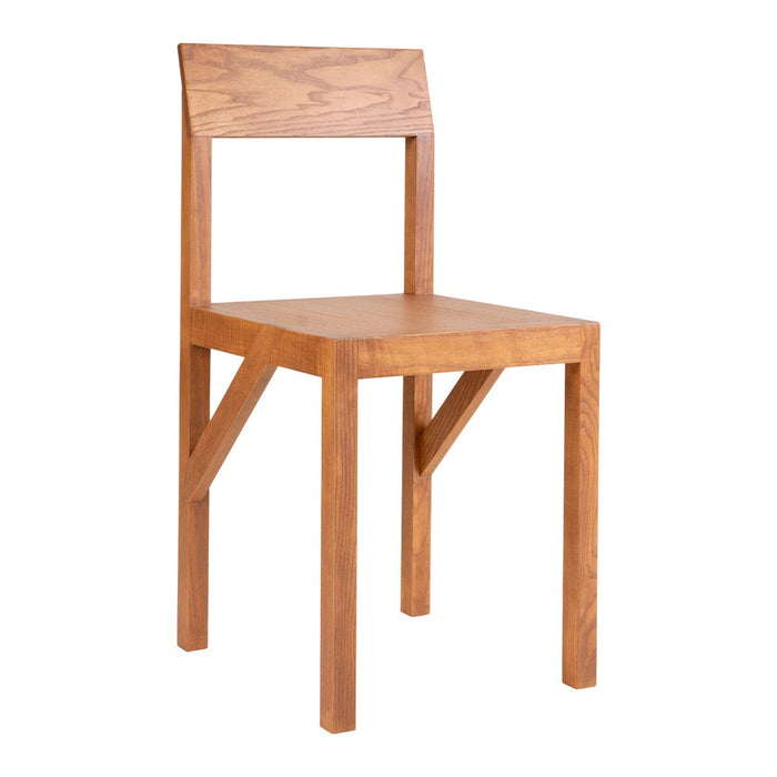 Natural wood chair in a warm honey finish with a simple, modern design and clean lines. Ideal for minimalist decor.