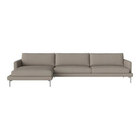 Light gray sectional sofa with a simple, modern design and smooth fabric upholstery. Elegant and versatile for any decor.