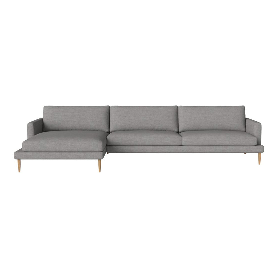 Light gray modern sectional sofa with clean lines and natural wood legs. Minimalist design, perfect for contemporary spaces.