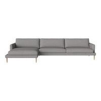 Light gray modern sectional sofa with clean lines and natural wood legs. Minimalist design, perfect for contemporary spaces.