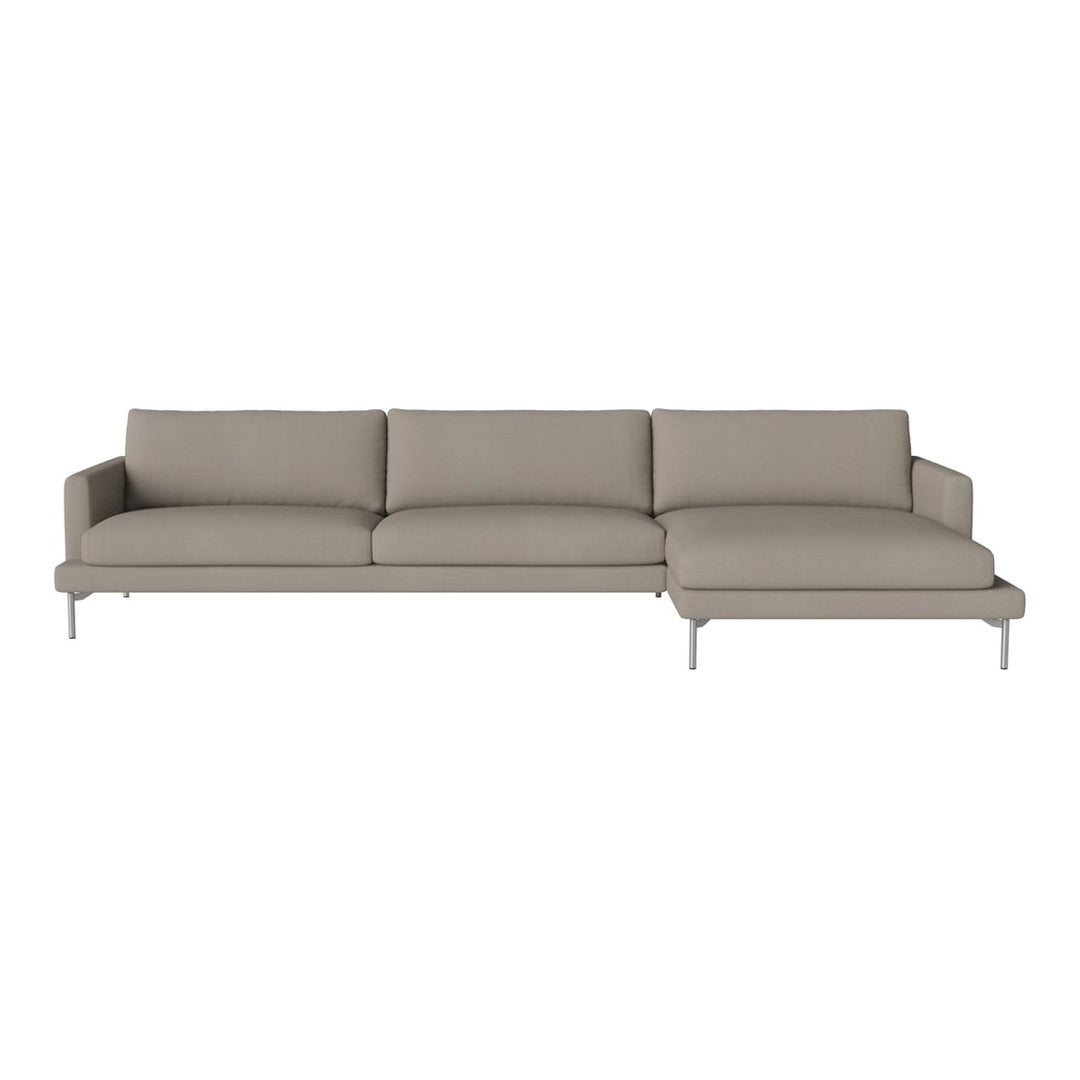 Light gray sectional sofa with plush cushions and sleek, minimalist design. Perfect for modern living spaces.