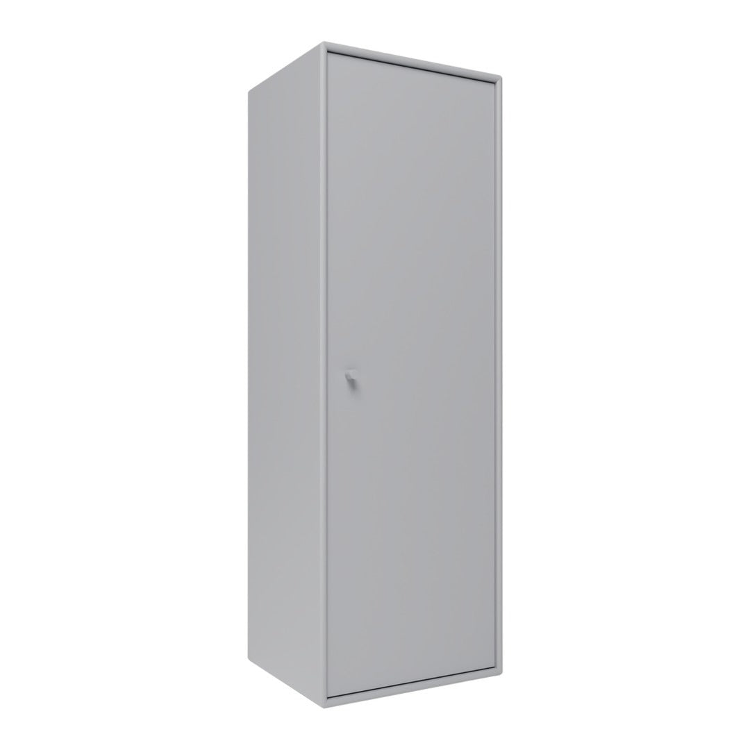Tall, sleek gray storage cabinet with a minimalist design and smooth surface finish. Perfect for modern interiors.