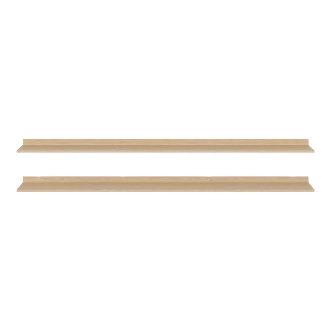 Two natural wood colored decorative strips with a smooth, uniform finish. Ideal for home decor projects.