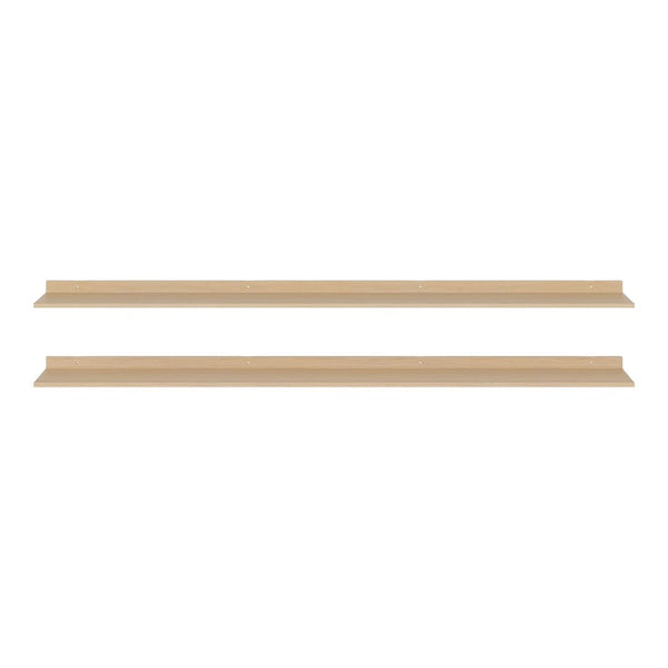 Two natural wood colored decorative strips with a smooth, uniform finish. Ideal for home decor projects.
