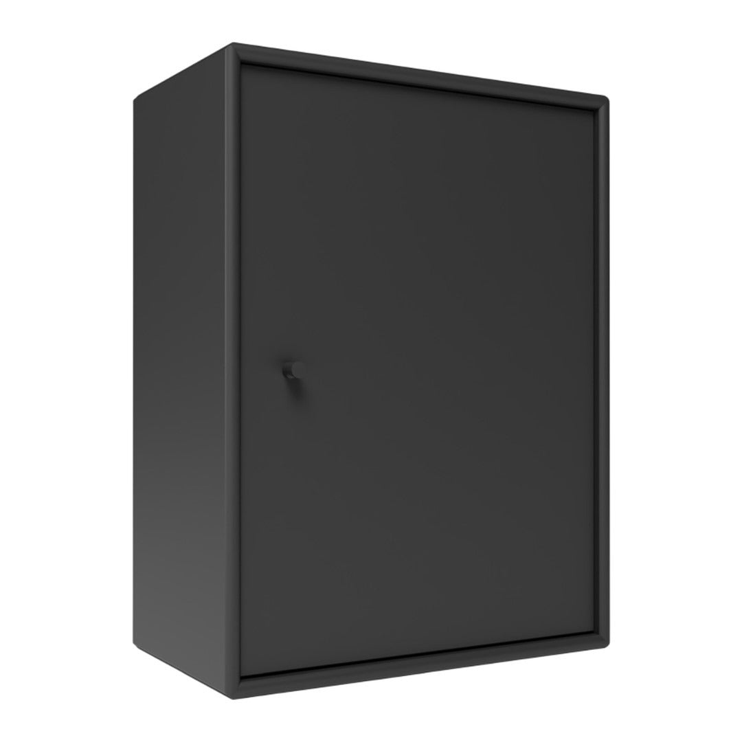 Black wall cabinet with a sleek, minimalist design and no visible patterns. Ideal for modern spaces.
