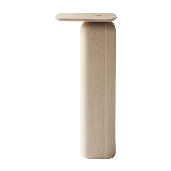 Sleek light wood side table with minimalistic design and smooth surface, showcasing natural wood grain patterns.