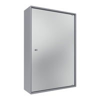 Silver rectangular locker with a smooth, reflective surface and a minimalist design, perfect for modern spaces.