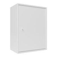 Sleek white storage cabinet with a smooth, minimalist design and no visible patterns, perfect for any modern space.