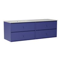 Solid purple dresser with four spacious drawers and a sleek gray top. Ideal for modern storage solutions.