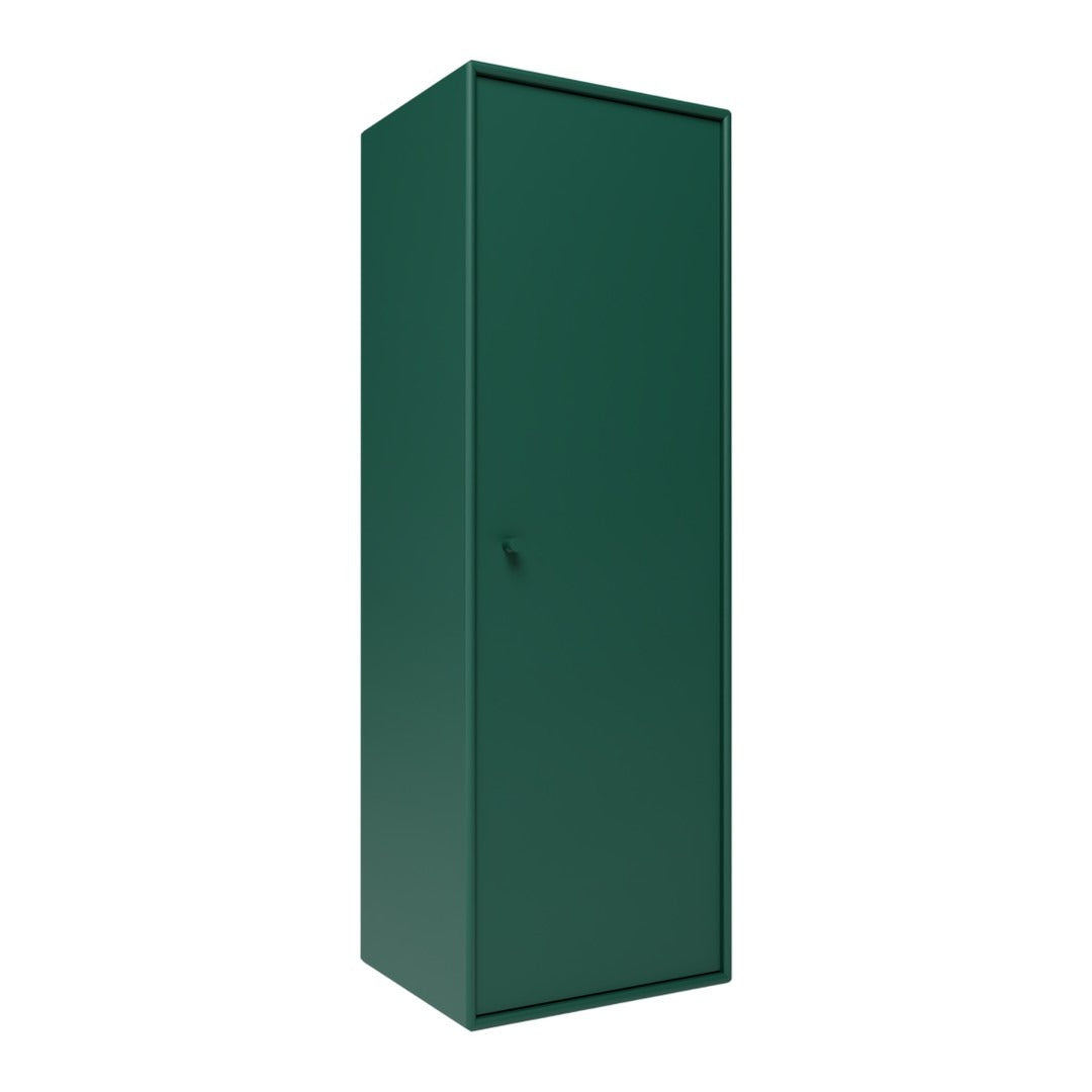 Tall green storage cabinet with a sleek, solid finish and minimalist design. Perfect for any modern space.