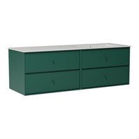 Dark green storage cabinet with four drawers, sleek design and minimalist style. Ideal for modern interiors.