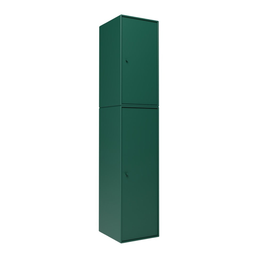 Tall green cabinet with a sleek, minimalist design and smooth, solid finish. Ideal for modern spaces.
