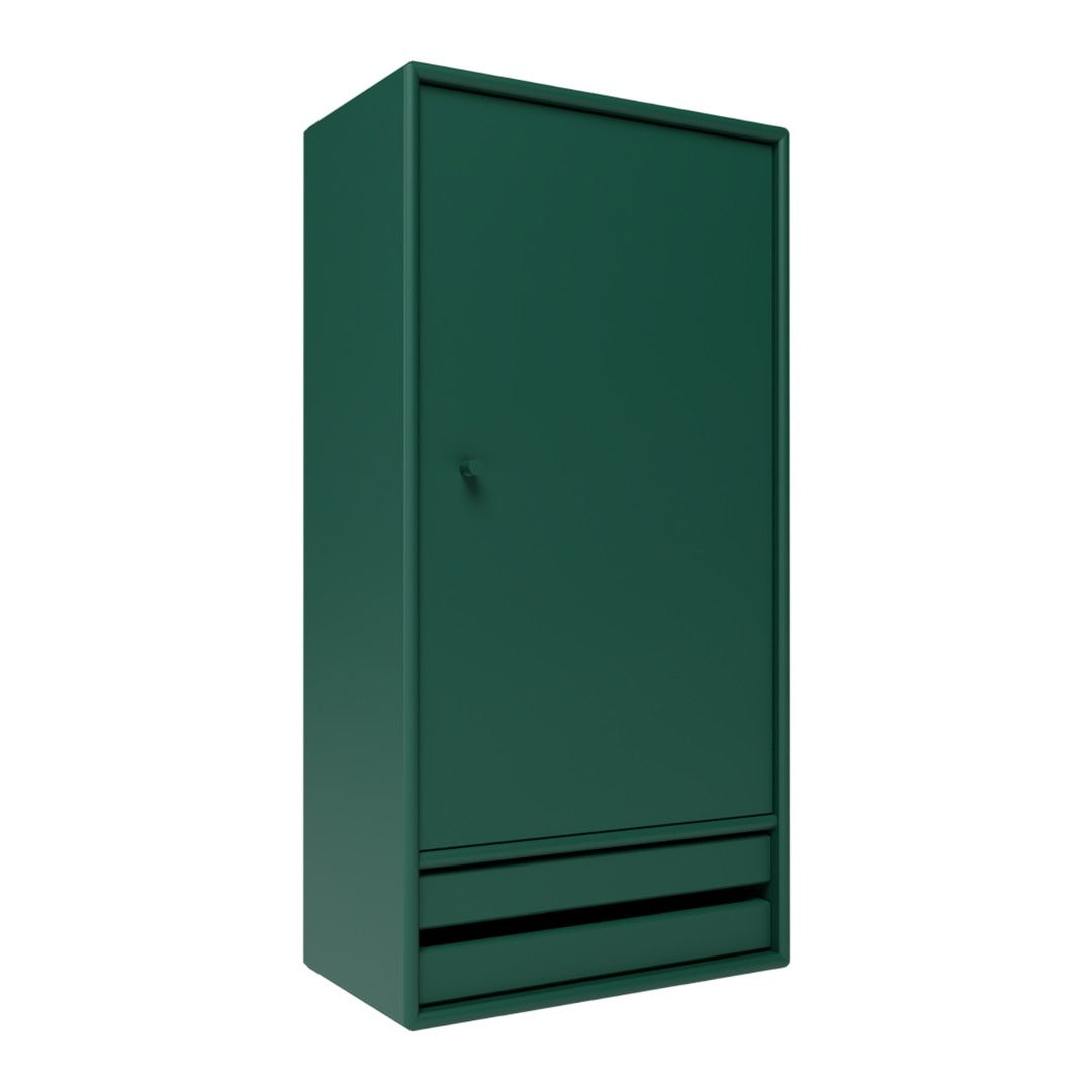 Green minimalist wardrobe with a smooth solid surface and sleek lines. Perfect for modern interiors.