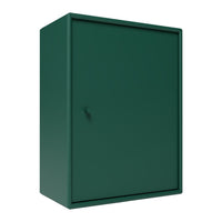 Dark green metal cabinet with a smooth, matte finish. Simple design, perfect for modern storage solutions.