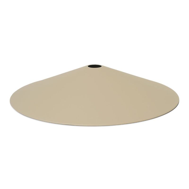 Beige circular base with a smooth surface, featuring a central hole and minimalist design suitable for various decor styles.