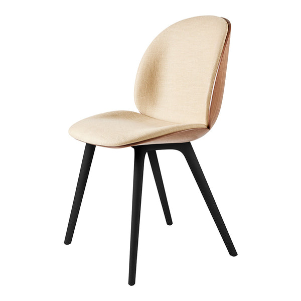 Beetle Dining Chair - Front Upholstered - Black Plastic Base - 3D Veneer Shell