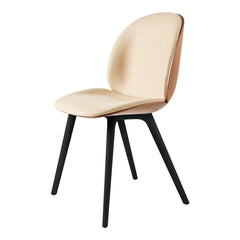 Beetle Dining Chair - Front Upholstered - Black Plastic Base - 3D Veneer Shell
