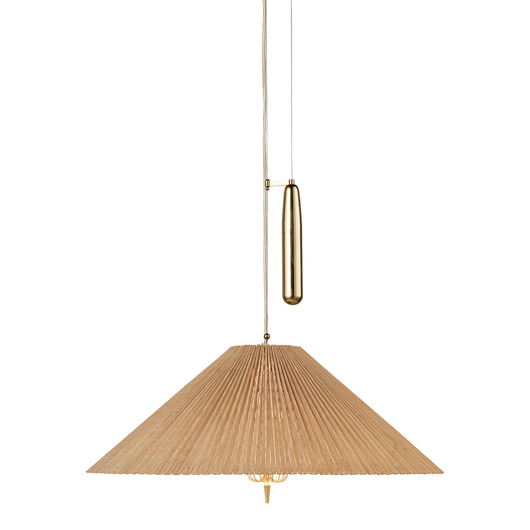 Beige pleated lamp shade with a golden rim, featuring a modern, minimalist design.