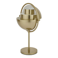 Gold modern lamp with a sleek, spherical design and layered metallic shades. Perfect for stylish indoor decor.