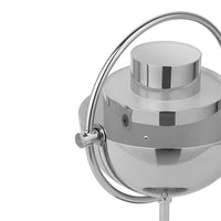 Polished silver kettle with sleek curves and modern design, featuring a shiny metallic finish and minimalist detailing.