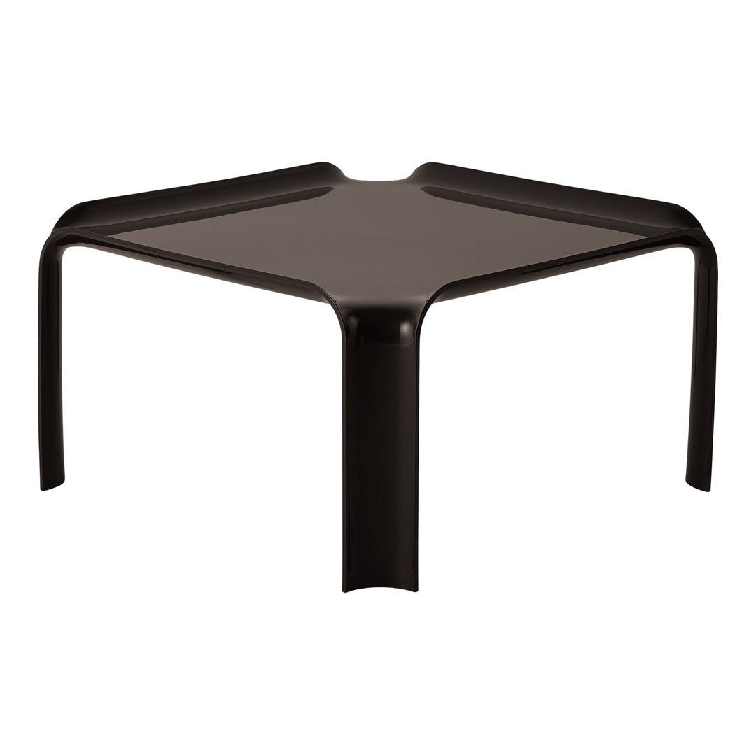 Black geometric coffee table with a sleek, minimalist design and smooth, glossy surface. Ideal for modern decor.