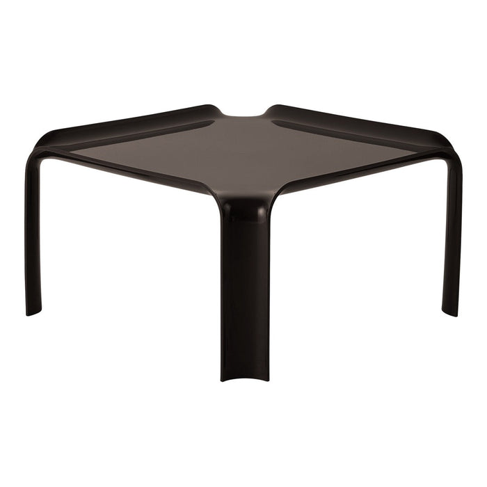 Black geometric coffee table with a sleek, minimalist design and smooth, glossy surface. Ideal for modern decor.