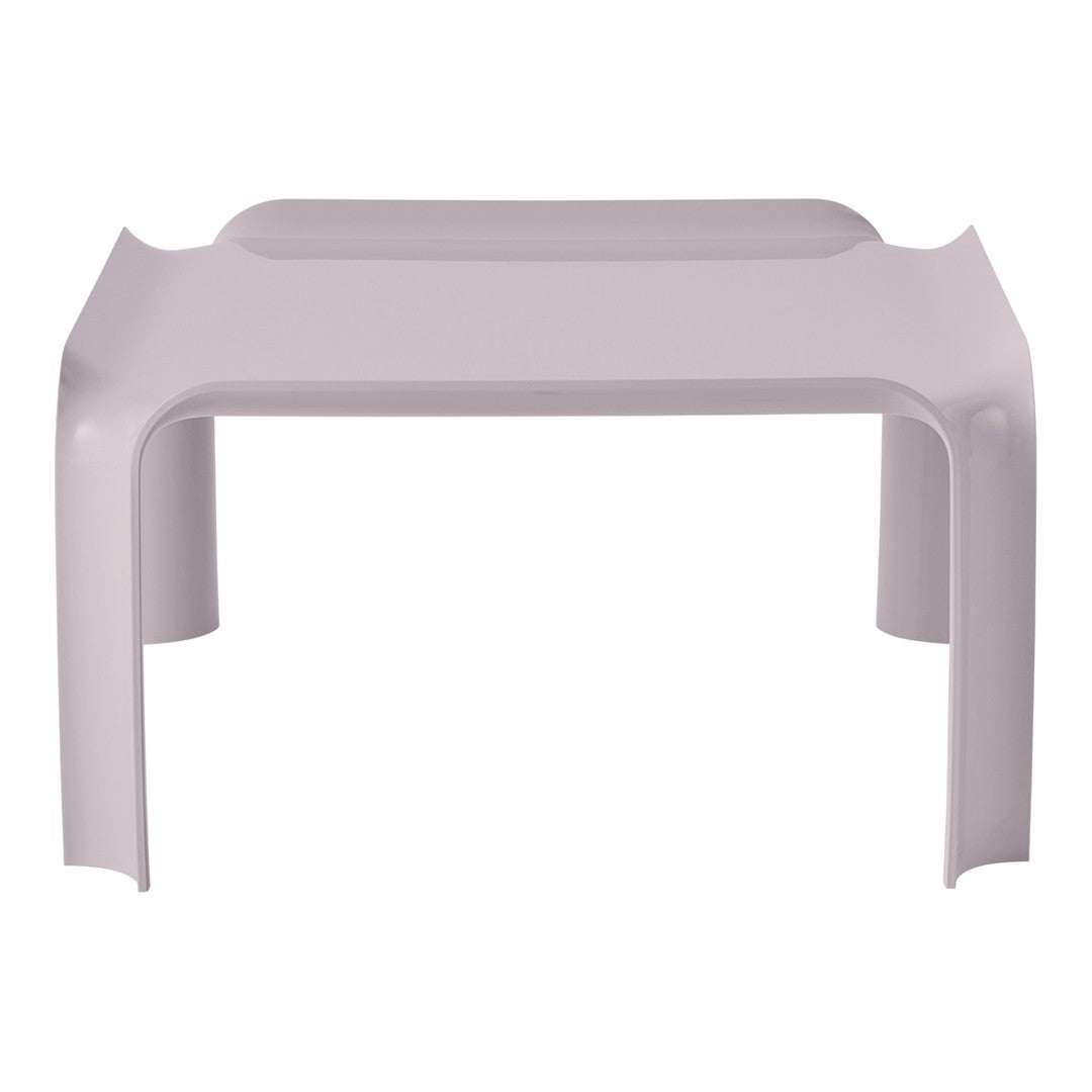 Stylish light purple table with a sleek, minimalist design and smooth edges, perfect for modern decor.