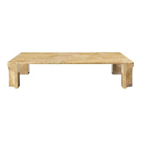 Beige rectangular coffee table with a smooth, solid surface and minimalist design. Perfect for modern decor.