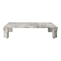 Marble coffee table with a sleek white and gray pattern, featuring a modern, minimalistic design.