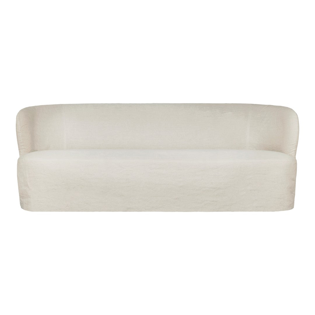 Cream-colored sofa with a smooth, minimalist design and no visible patterns. Perfect for modern decor.