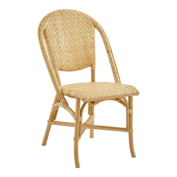 Natural woven rattan chair in warm beige tones with an intricate pattern, perfect for adding texture to any space.