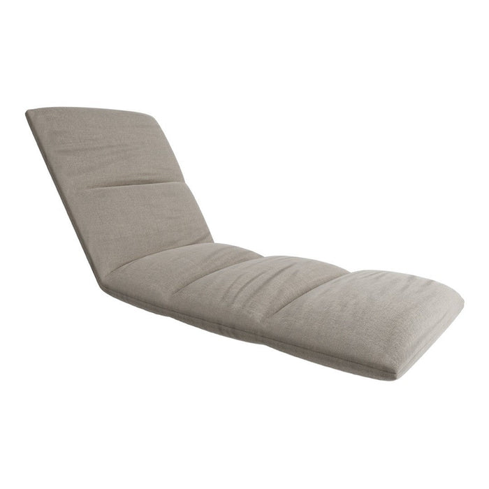 Light beige lounge chair with a sleek, minimalist design and subtle quilted pattern, perfect for modern decor.