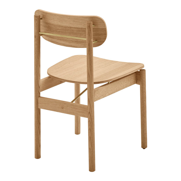 Natural wood color chair with a smooth finish and minimalist design, showcasing light beige and light brown tones.