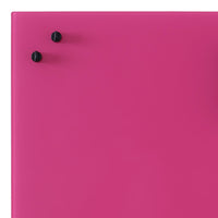 Bright pink surface with two black knobs, featuring a smooth, glossy finish. Perfect for vibrant decor.