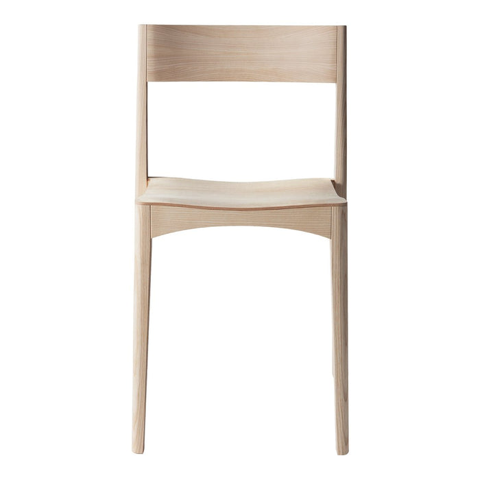 Light natural wood chair with a minimalist design and smooth finish, featuring subtle wood grain patterns.