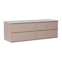 Modern blush pink dresser with clean lines and four spacious drawers for stylish storage.