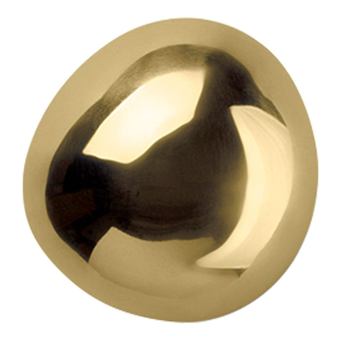 Shiny gold decorative object with smooth, reflective surface and organic, rounded shape. Ideal for modern decor.