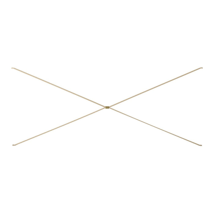 "Golden metal cross design with sleek lines, perfect for modern decor accents."