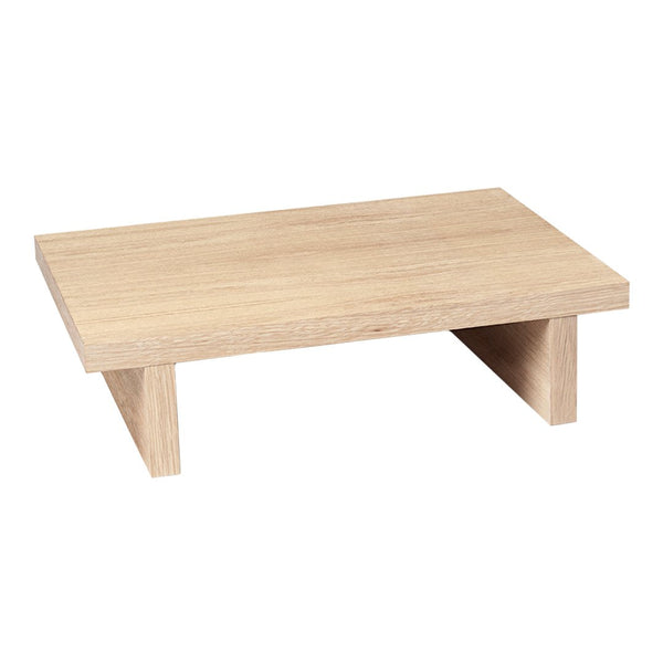 Light oak wood riser with a smooth, natural finish and simple rectangular design, perfect for organizing spaces.