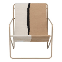 Beige and white patterned lounge chair with a bold black stripe. Modern design for stylish interiors.